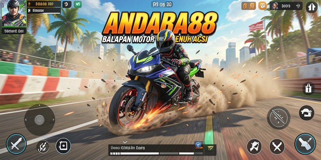 Gameplay balapan motor yang menegangkan dan mendebarkan.