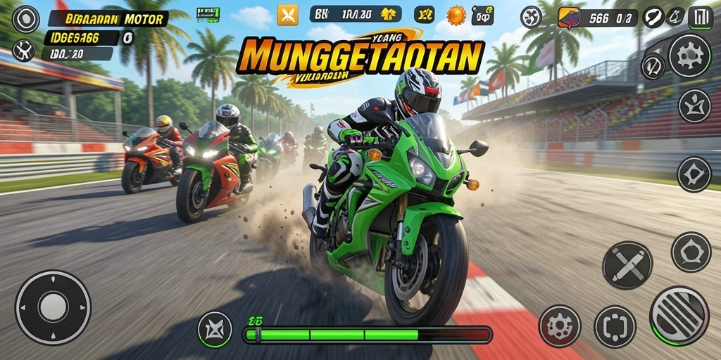 Screenshot gameplay ID66 menampilkan aksi balapan motor yang seru dan menegangkan.