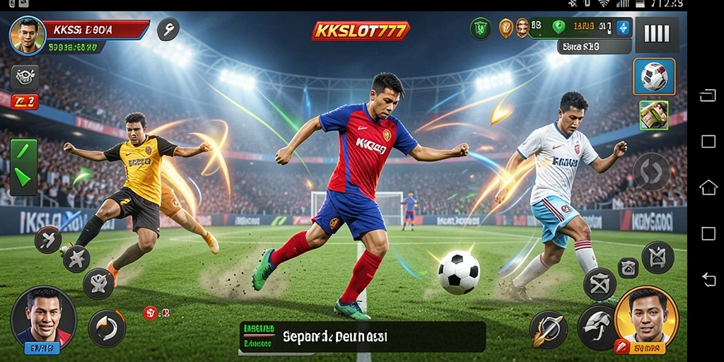Tangkapan layar utama KKSLOT777 menampilkan aksi pertandinga sepak bola yang dinamis.