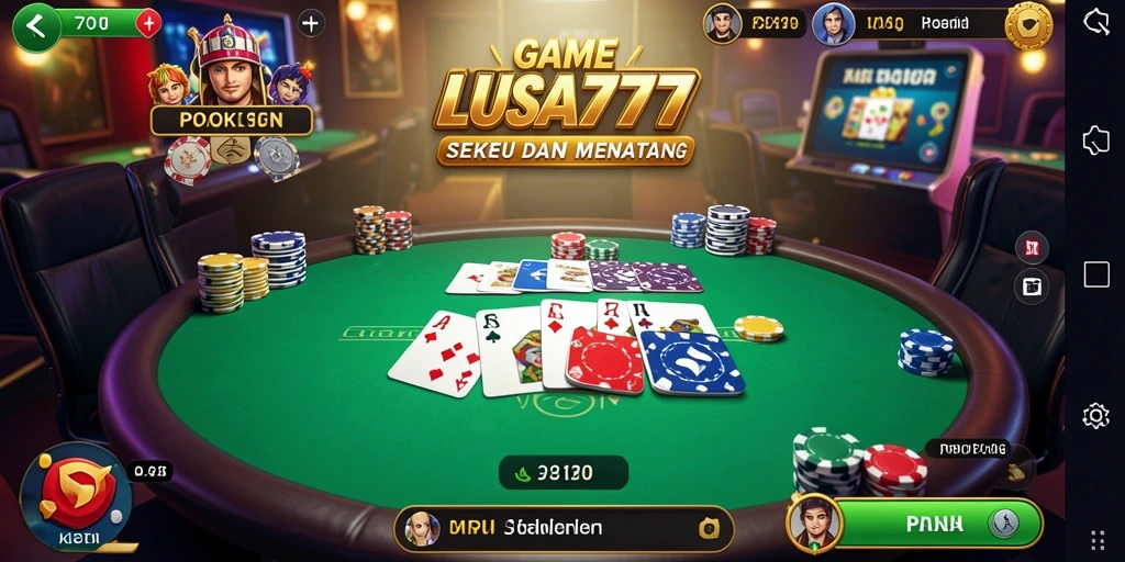 Screenshot gameplay seru LUSA777 yang menampilkan pertandingan Poker langsung.