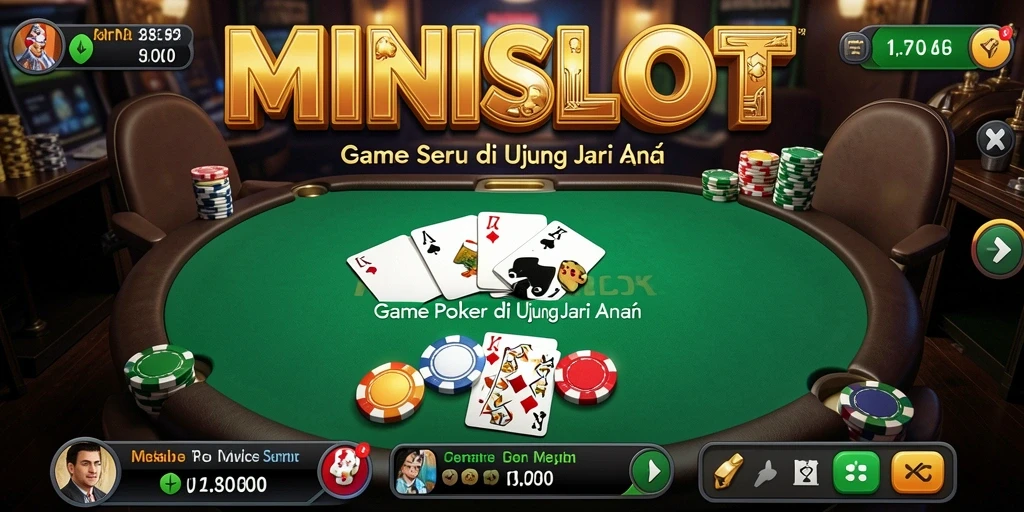 Tampilan gameplay seru MINISLOT dengan aksi poker yang mendebarkan.