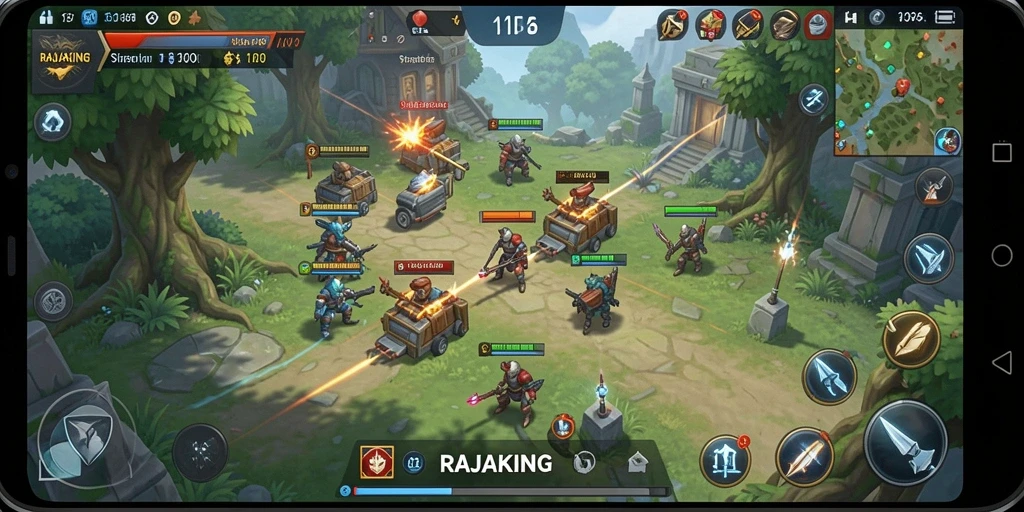 Tampilan gameplay menarik dan strategi dalam RAJAKING.