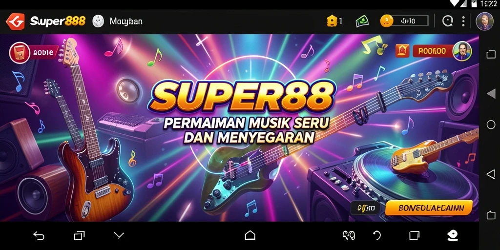 Tampilan gameplay <strong>SUPER88</strong> yang menarik dan dinamis saat bermain musik.