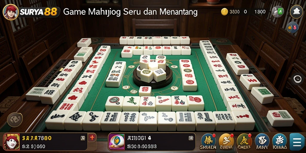 Tangkapan layar gameplay SURYA88 yang menampilkan suasana Mahjong yang menyenangkan.