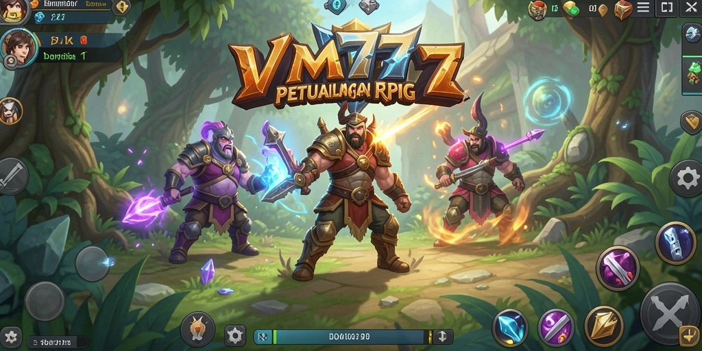 Screenshot utama VM777 menampilkan aksi seru dalam gameplay RPG.